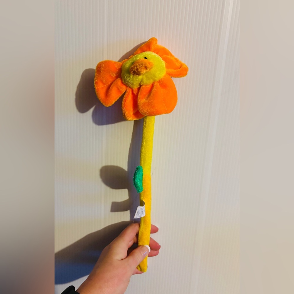 Plush Orange & Yellow Flower Stick Toy